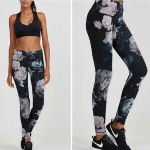 Noli Active Small Allure‎ Floral Print Leggings Black Gray Pink